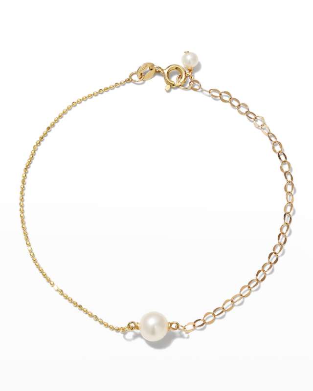 Contrast Oval Bead Chain Pearl Bracelet